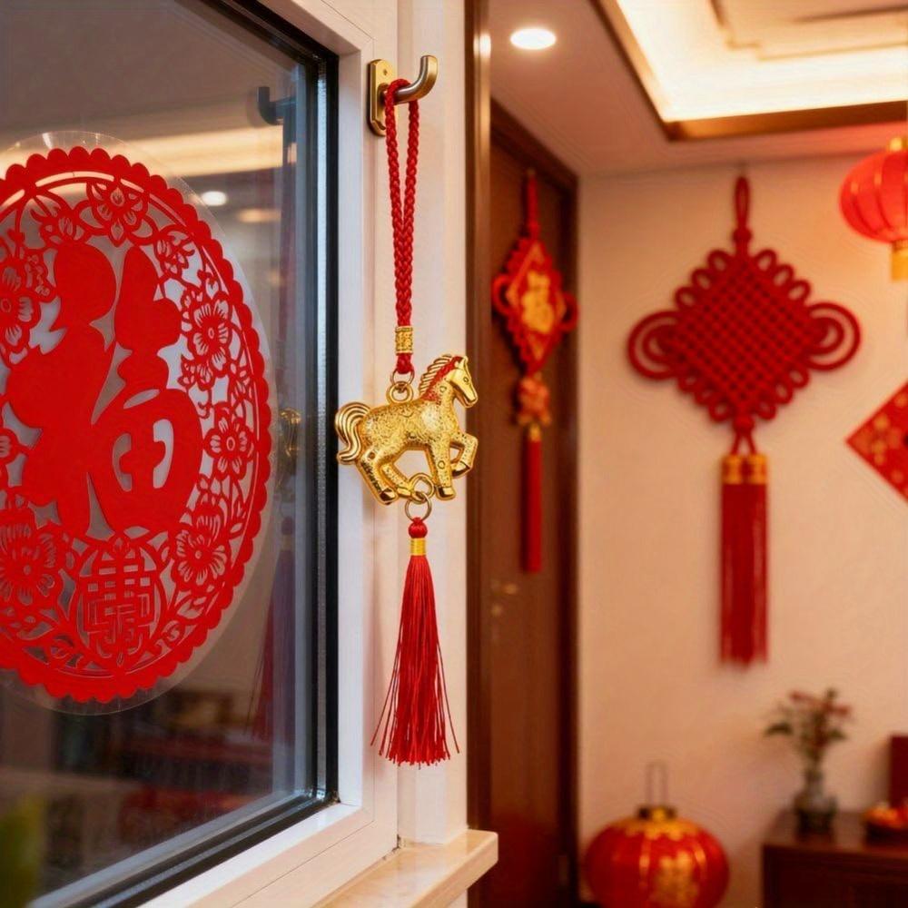 8Pcs Year of the Horse Fringed Pendant, Chinese New Year Car Pendant, New Year Home Decoration