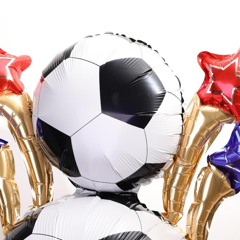 5/1x Aluminum Foil Balloon Football Balloon Column Soccer Theme Party Decoration Soccer Fan Decor Stand Ballon Accessories