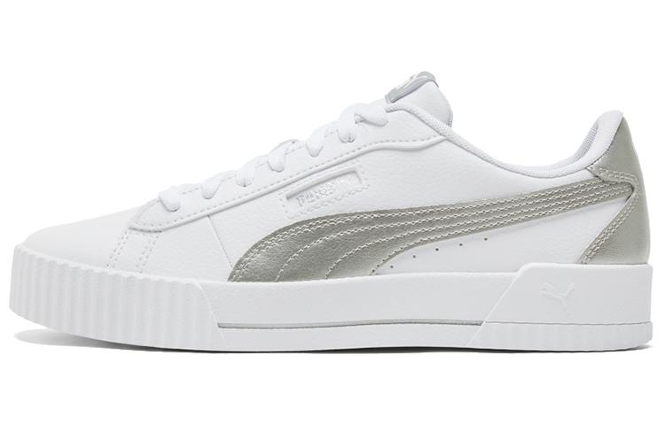 PUMA Carina Crew Metallic White Grey Women s 368879-01 35.5