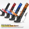 Universal Motorcycle Kickstand, CNC Aluminum Alloy Adjustable Tripod Holder Foot Side Support Stand, Parking Kickstand For Motor Scooter Motorbike