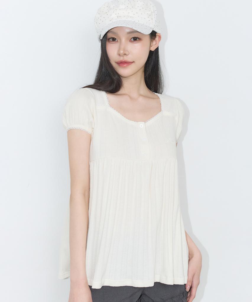 ILLIGO Flare Shirred Top Cream