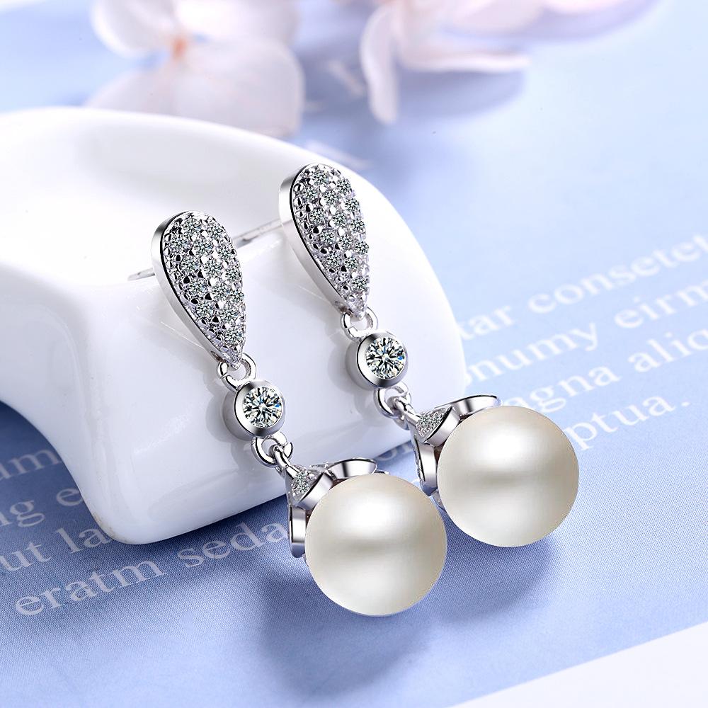 Long Temperament Versatile Fringed Round Pearl Earrings