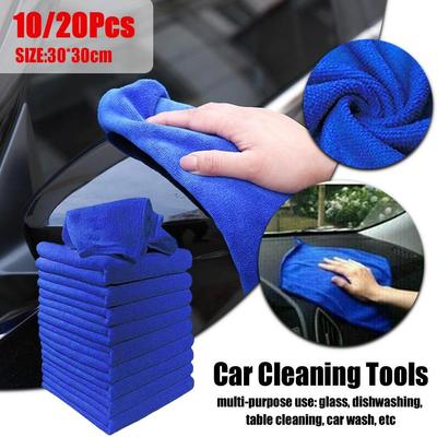20pcs Car Wash Microfiber Towels Soft Drying Cloth Hemming Wash Towel Water Suction Polishing Duster Car Cleaning Tools 30x30cm
