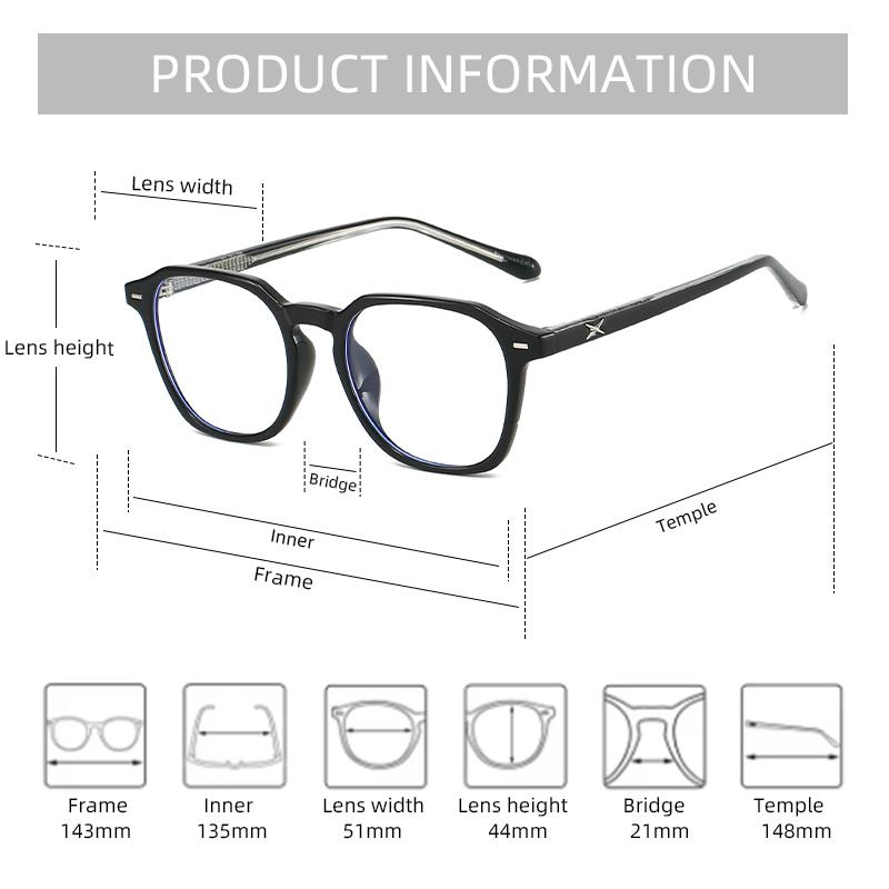 Men's and Women's Anti Blue Light Glasses - Square Women's Transparent Glasses for Daily Commuting