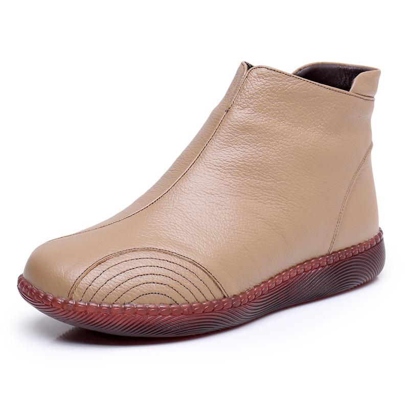 

Осень 2025 Ретро Обувь Женская Зимние Сапоги Женские Туфли из Натуральной Кожи Женские Ботильоны На Плоской Подошве На Молнии Botas 41