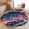 Grand Theft Auto VI Pattern Round Rug, Indoor/Outdoor Mat, for Picnic, Gameroom, Bedroom, Office, Living Room, Home Decor Carpet, Birthday Gift