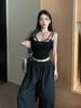 Summer 2000s Outwear Lace Plaid Corset Vest Two Pieces Hot Girls Sweet Spicy Slim Y2k Crop Top Casual Korean Fashion Camis Chic