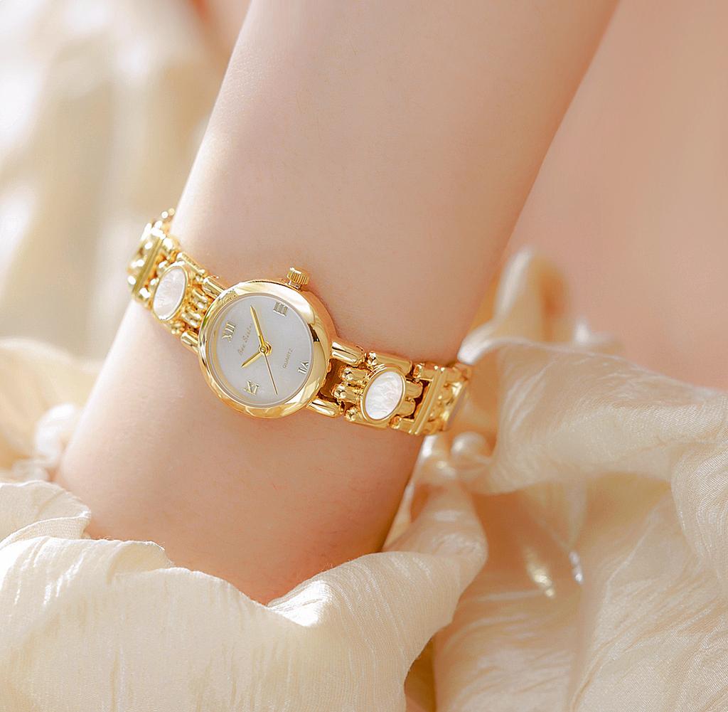 NEW Women's Watch Natural Black Gold Abalone Coloured Shell Bracelet Watches Fashion Small Dial Ladies Dress Quartz Wristwatches