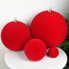 Red and White Flocked Christmas Ball Ornaments for Trees and Window Displays