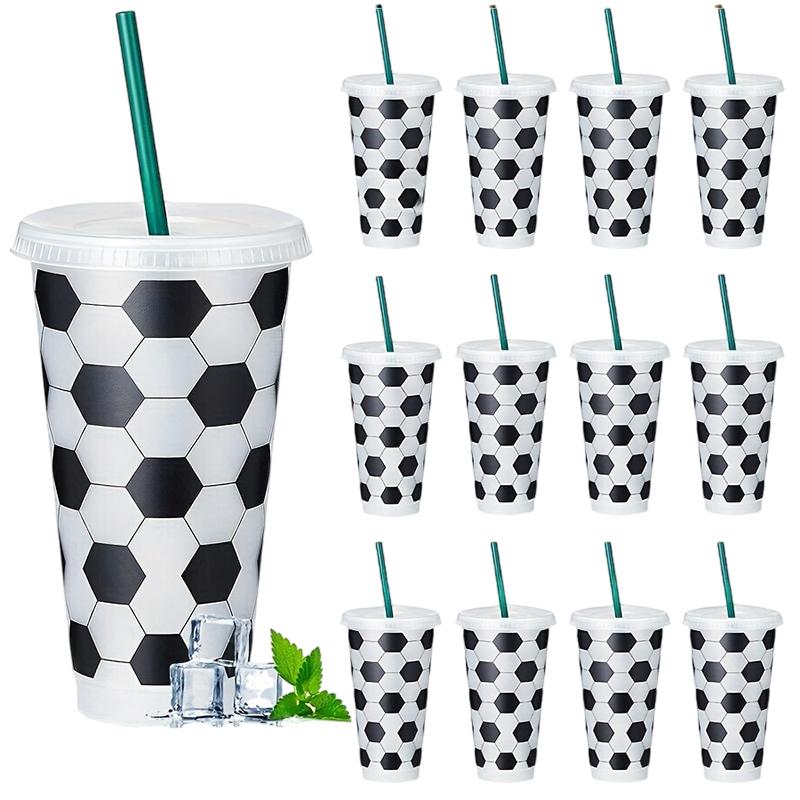 5/10 Pcs Plastic Soccer Cups Bulk Reusable Tumbler With Lid And Straw Sports Gifts For Coach Fan Men Women Soccer Team Gifts