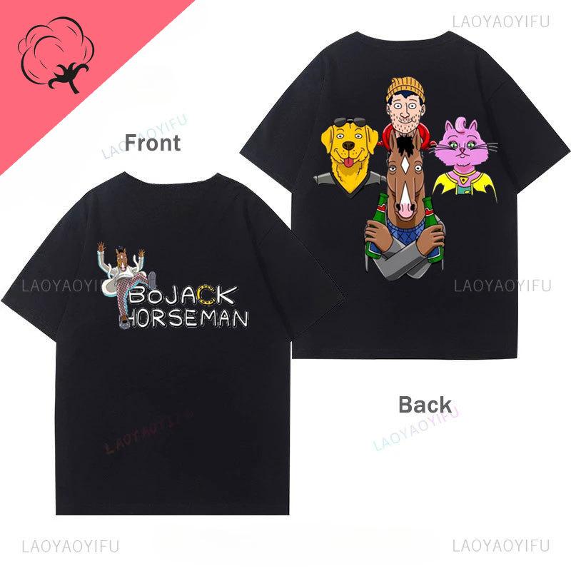 Bojack Horseunisex With Friends Tshirt Unisexs And Unisexs Vintage Classics Cotton Kids Funny Oversided Y2k Clothing Camisa Tee Top