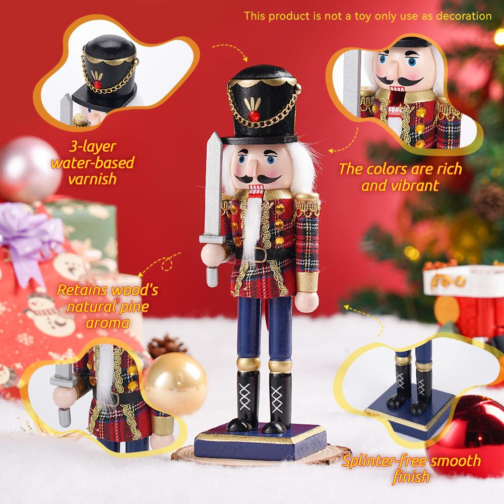 

25СМ Рождественский Щелкунчик Шотландский полосатый солдат Ручная работа Украшение Рождество Новый год Праздничная вечеринка Украшение Подарок