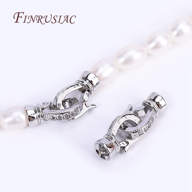 Rhodium Plated Closure Fasteners Lock Clasps For Necklace Supplies,Inlaid Zircon Connector Clasps DIY Pearls Jewelry Fittings
