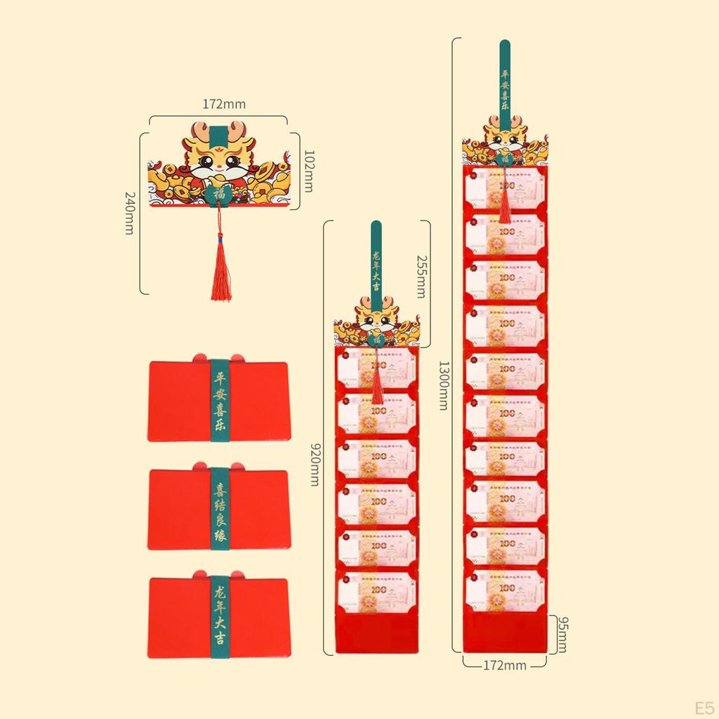 Chinese Year Red Envelope Hong Bao Folding Packets Gifts Wishes Pockets
