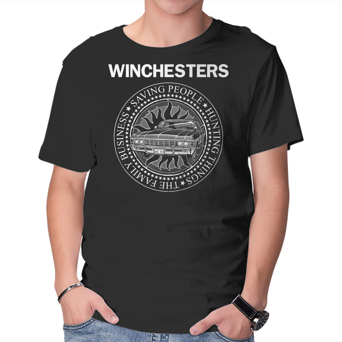 Unisex Crew Neck T-Shirt Emblem Of The Hunt Graphic Short Sleeve Casual Tee M