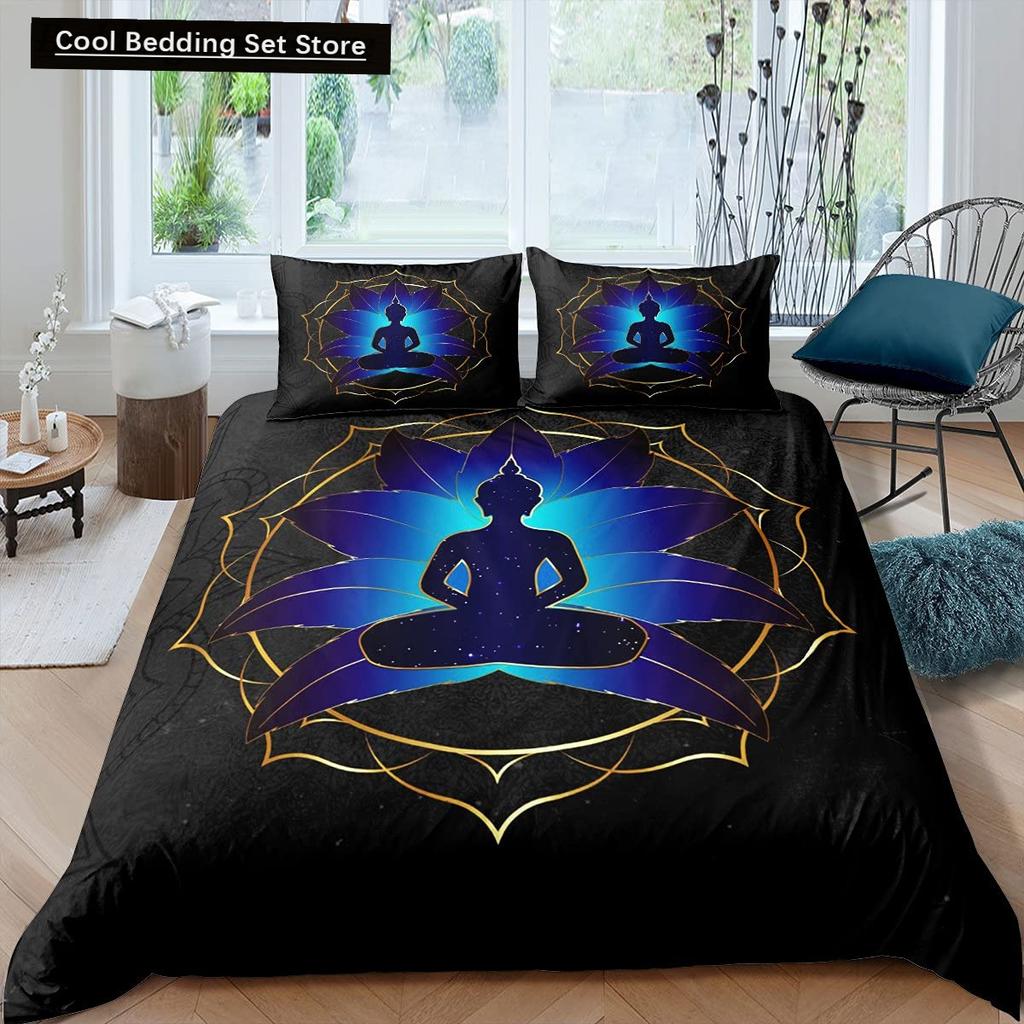 Bohemian King Queen Duvet Cover Yoga Comforter Cover Chakra Meditation Hamsa Eye Bedding Set Exotic Boho Polyester Quilt Cover