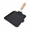 Grill Pan with Groove Foldable Handle Square Safe Enamel Coating Cast Iron Grill Pan for Steak Vegetables