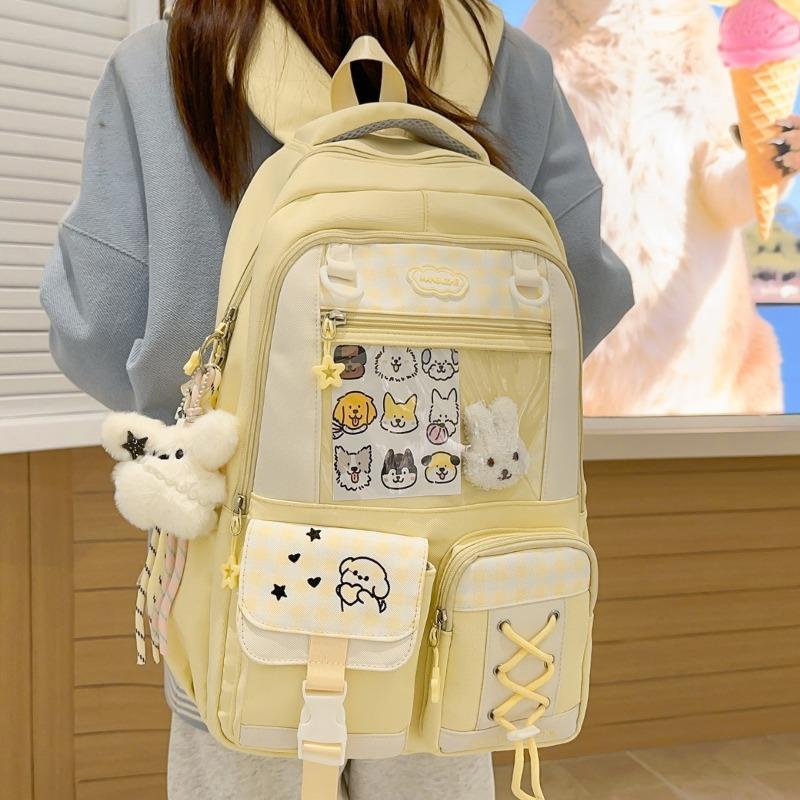 Cute cartoon ins wind schoolbag Girls college wind backpack Junior high school students lightweight large-capacity backpack
