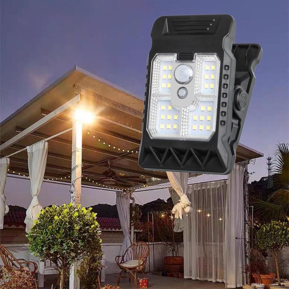 Solar Powered Clamp Light Waterproof with Sensor for Garden and Camping Use
