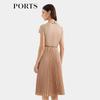 Ports Women's Shirt Collar Pleated Midi Dress