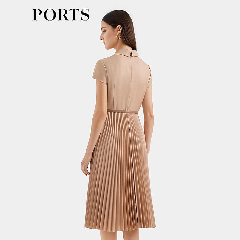 Ports Women's Shirt Collar Pleated Midi Dress