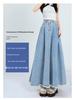 Hong Kong Retro Literary Denim Midi Skirt: Women's 2025 High-Waist A-Line Umbrella Design for Spring/Summer