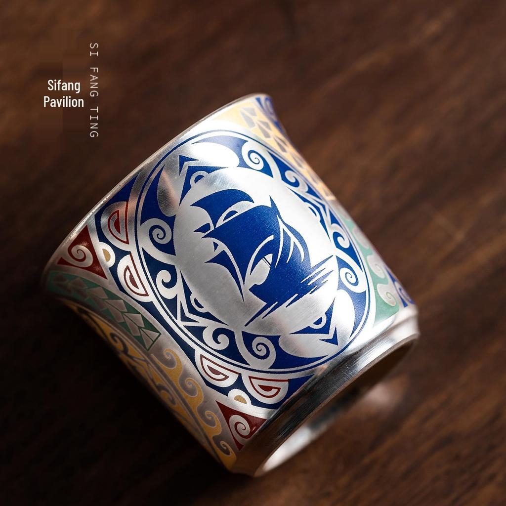 Silver-Plated Dunhuang Tea Cup Set: Elegant Gift for Elders, Leaders, Birthdays, Longevity Celebrations, and Housewarmings