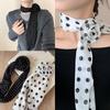 Fashion Detachable Chiffon Long Scarf Polka Dots Versatile Thin Rose Decor Neck Scarf Elegant Scarf Shawl Women Girls Gifts