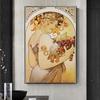 Alphonse Mucha Elegant Women's Oil Painting Wall Art Posters and Printmaking Art Oil Painting Living Room