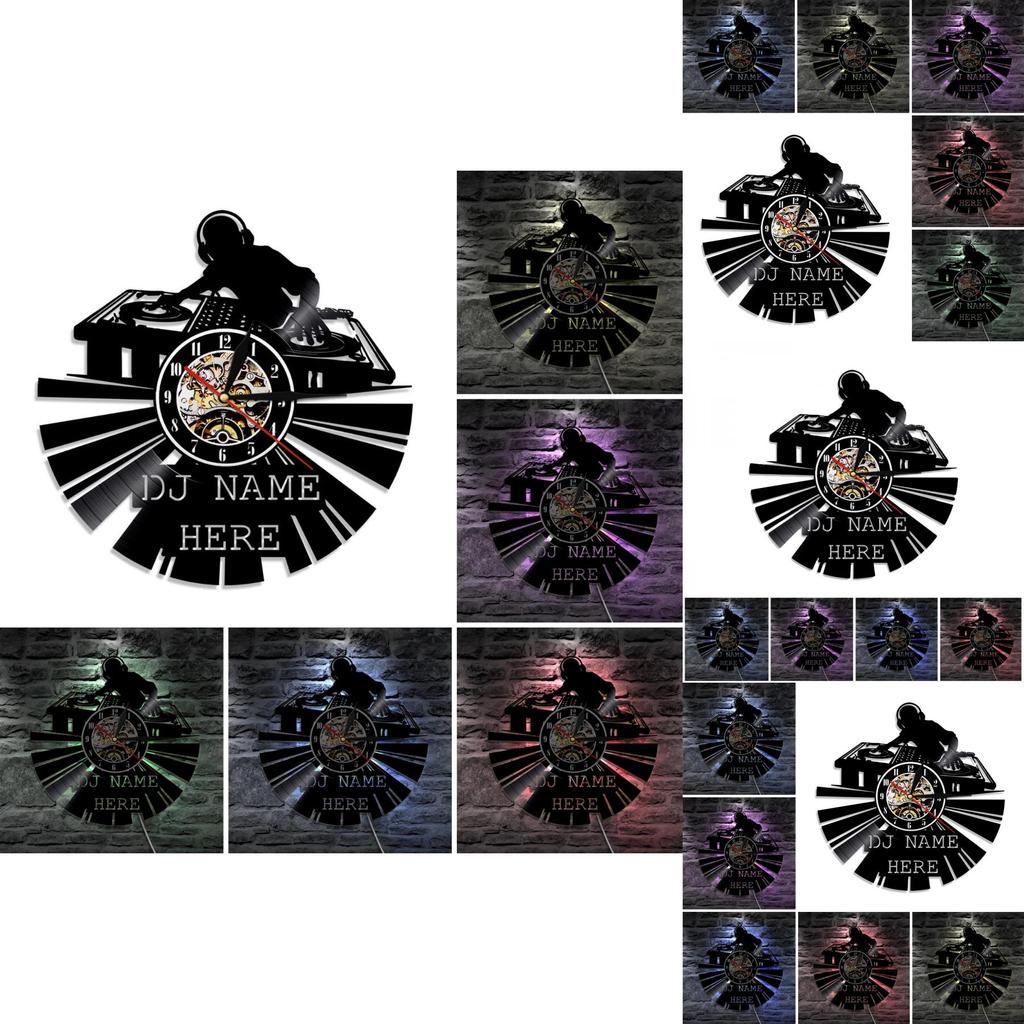 Vintage Vinyl Record Wall Clock With Led Light Backlight Handmade 3d Hollow Geometric Design