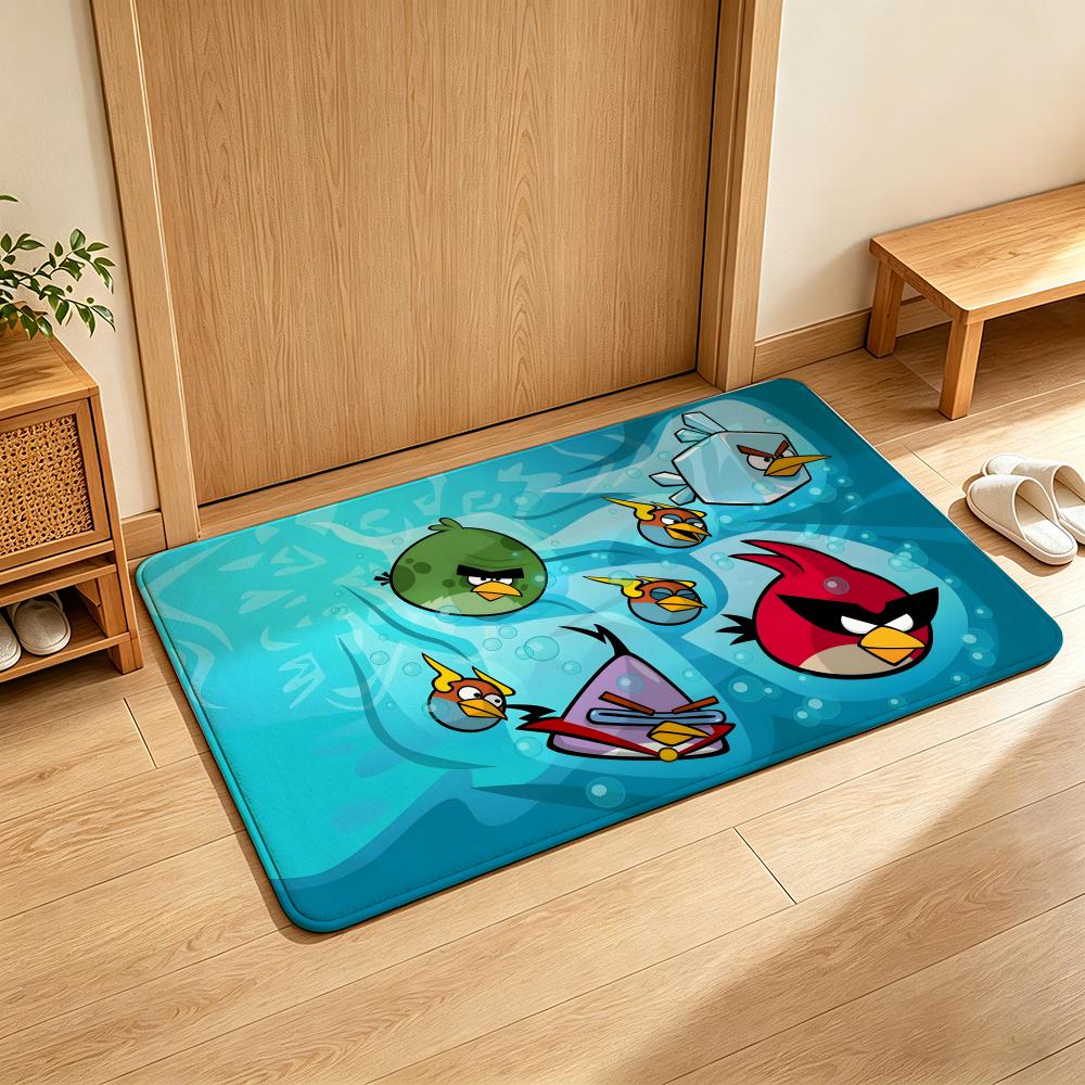 Game A-angry B-Birds Floor Mat Soft Flannel Floor Mat Suitable for Entryways, Living Rooms, Bedrooms, and Bathrooms