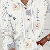 Cozy Floral Print Hoodie Casual Drawstring Hooded Sweatshirt for Women Fashion Essential with Printing