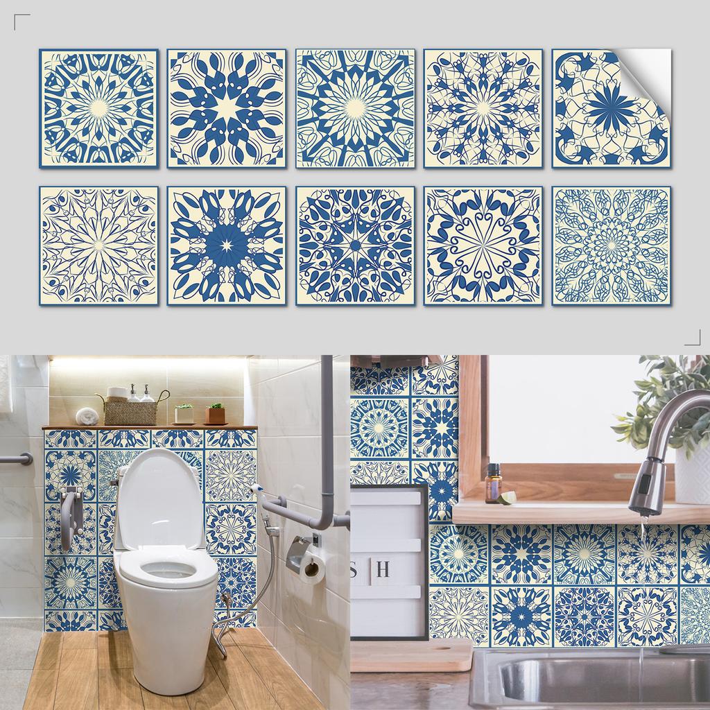 Nordic Tile Art Wall Sticker Kitchen Bathroom Waterproof And Oil-Proof Wallpaper Self-Adhesive Crystal Film Tile Sticker