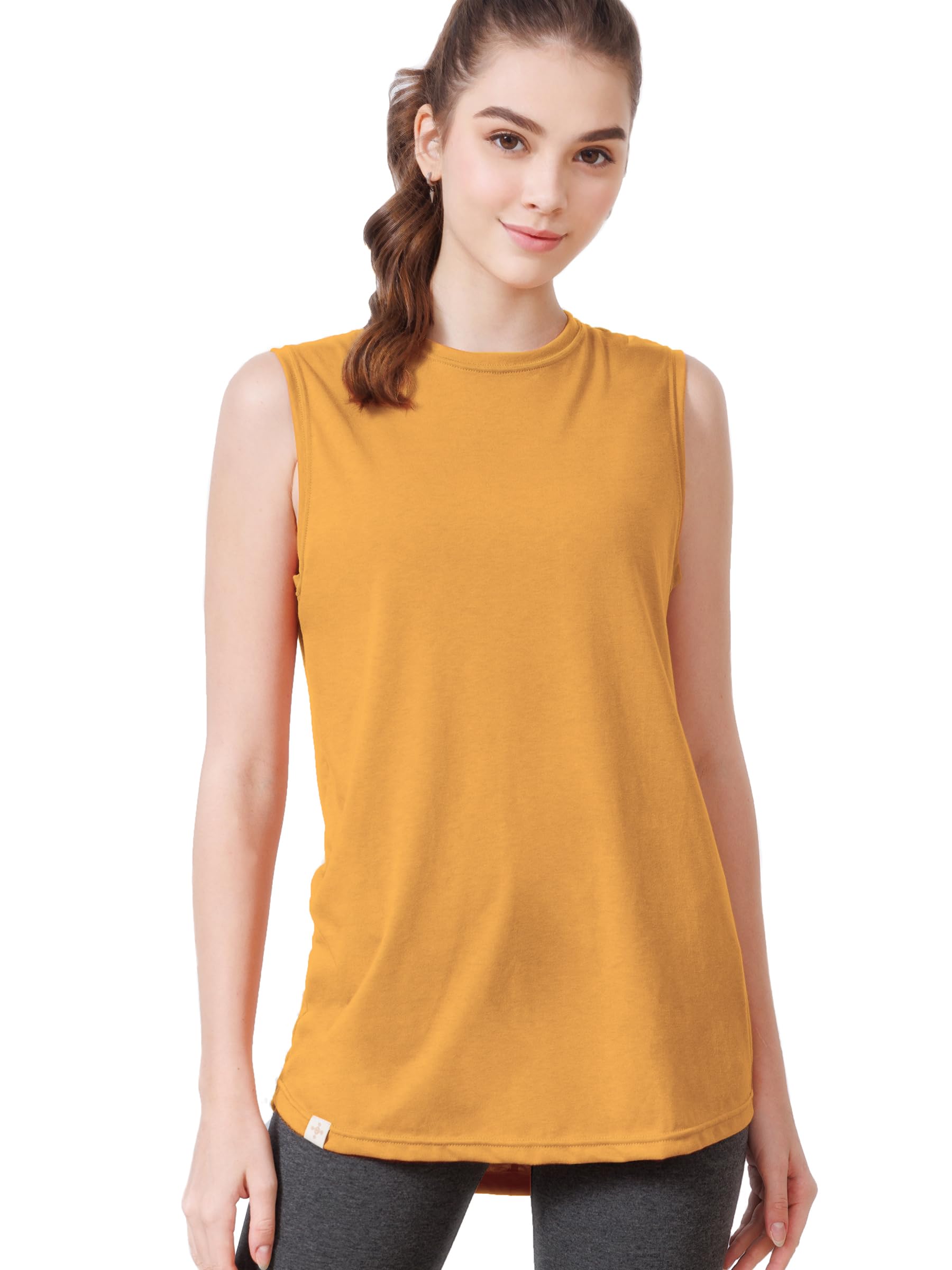 

Майка для практики Roopa, хлопок для йоги, размер L, топ, одежда, топ, без рукавов, тренировочная, женская, календула,