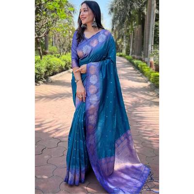 Beautiful Zari Work In Form of Traditional Motifs.  Elegantly Decorated with Gorgeous Solid Jacquard Weave That Gives a Perfect Look To the Outfit.