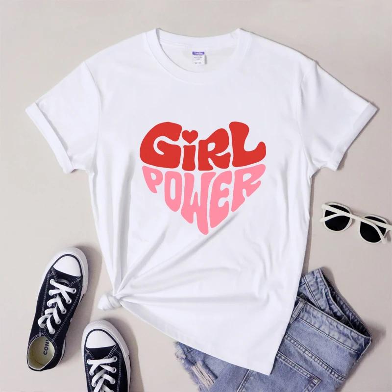 Girl Power Heart TShirt Premium Strong Women Slogan Tee Shirt Trendy Feminist FeUnisex EmpowerUnisext Tshirt Camiseta M