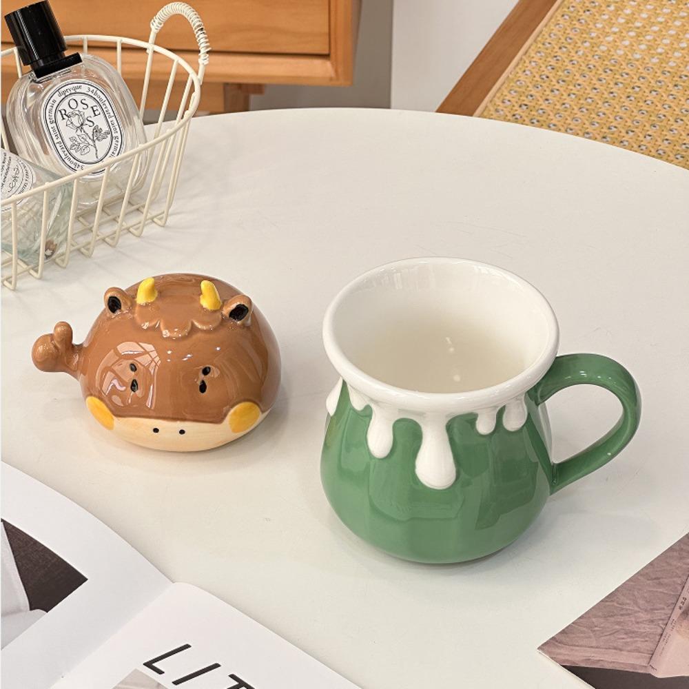 Bullish Chinese Style Mug, Creative Large-capacity Cute Ceramic Water Cup, Practical Coffee Cup Gift