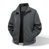 Spring Autumn Polo-neck Solid Color Waterproof Jacket Male Loose Casual Fashion Zipper Coat Cardigan Top Men