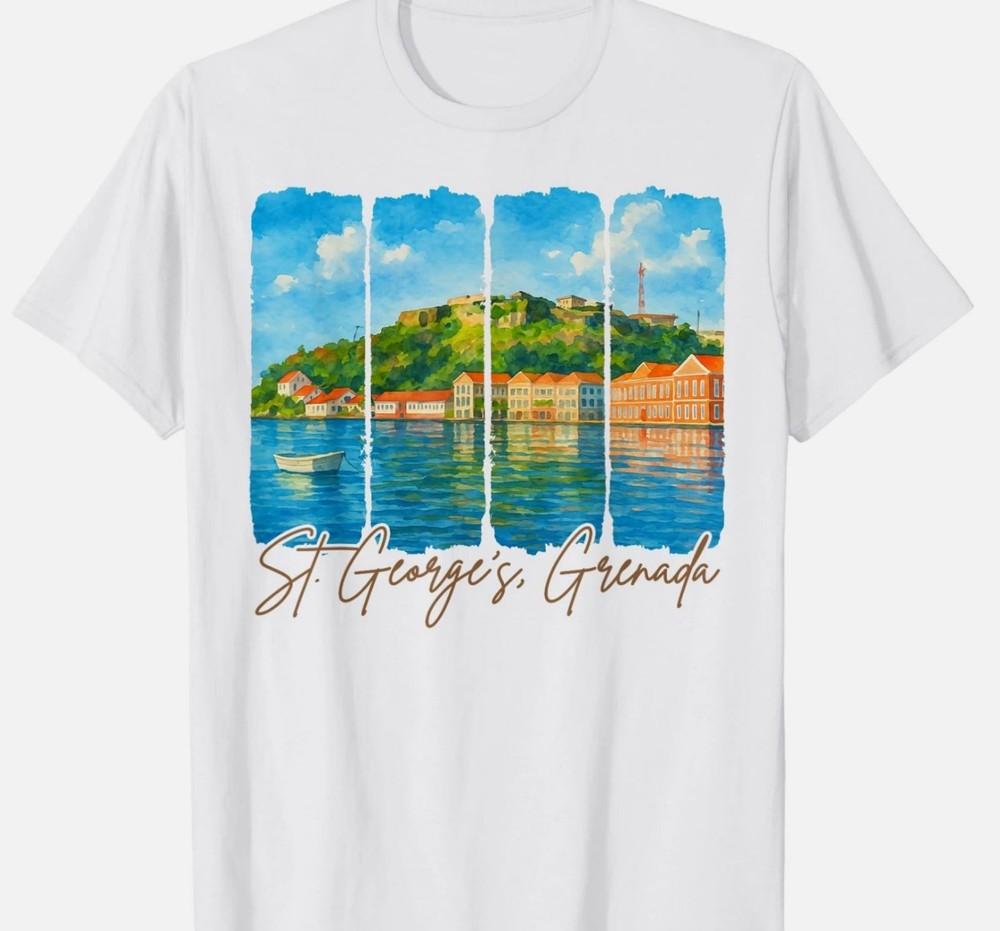 

St. George’s Grenada Traveling Trip Brushstroke Souvenir T-Shirt Full Size S-345 4XL