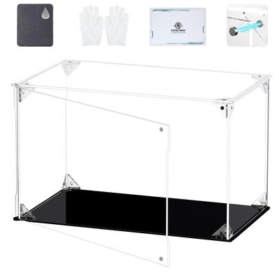 COOLTAKU Figure UV Magnetic Magnetic Front Collection More Assembled Acrylic Display Stain Cleaning Cloth Figure Storage 25 X Depth 15 X Height Black