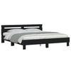 VidaXL Bed Frames with Headboard and LED, Double Bed with Slatted Base, Adult Bedroom Bed, Black 180x200 Cm Wood 3207526