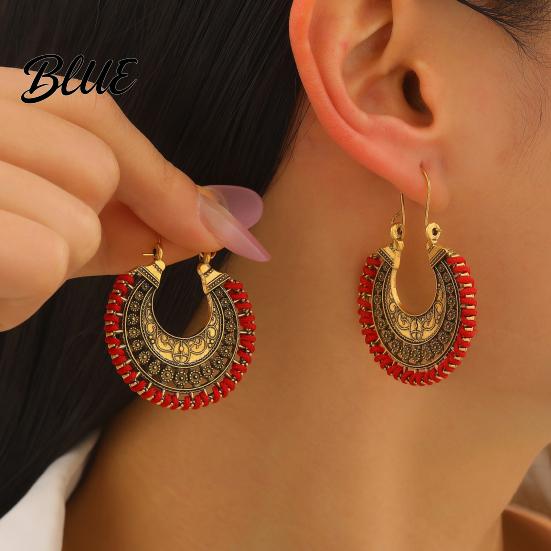 Beach Vacation Accessories 1 Pair Retro Style Bohemia Earrings Hand-Woven
