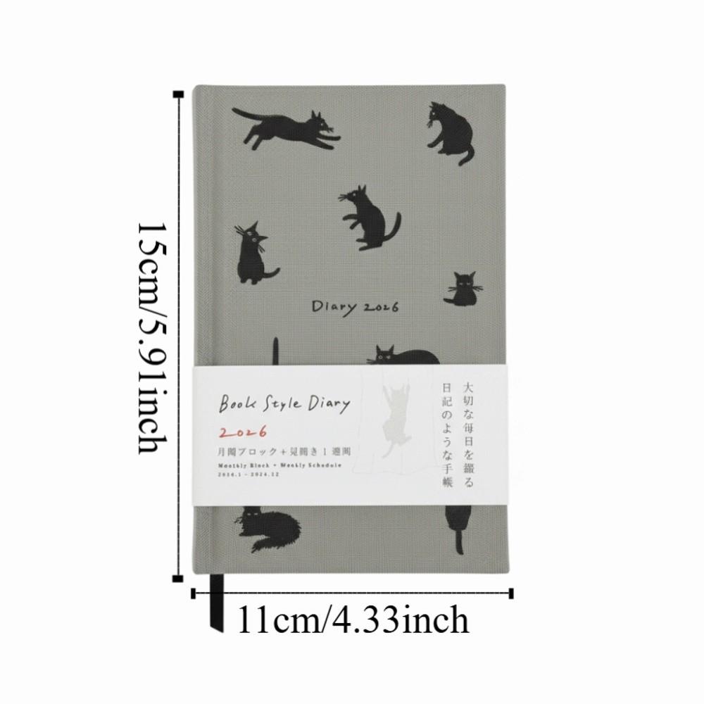Simple Cartoon Kitten Illustration Notebook 2026 Color Page Hard Shell Schedule Book Convenient Multi Functional