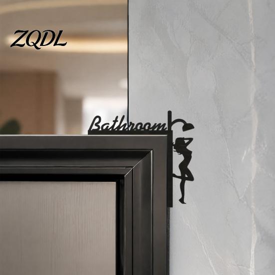 Restroom Door Plate Funny Bathroom Sign, Thinking Room Metal Wall Art with Humorous Quotes, Self-Adhesive Decor Toilet Sign for Restroom, Rustproof