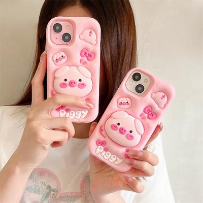 3D Cartoon Piggy Soft Silicone Case For Samsung Galaxy A11 A12 A12S A13 A14 A15 A16 A24 A25 A20S A21S 5G Cute Pop Holder Cover