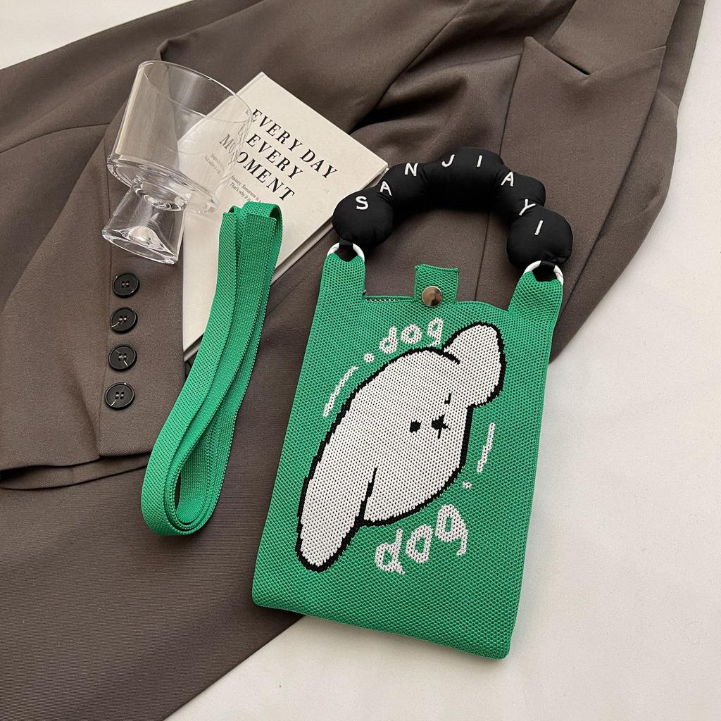 Knitted Mobile Phone Bag New Convenient Storage Student Cute Cartoon Fashion Messenger Bag