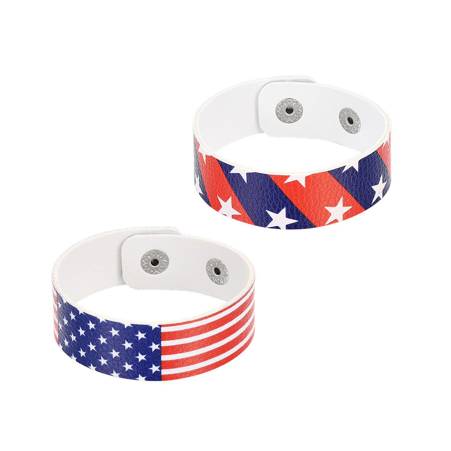 

2 шт./компл. кожаный браслет памятный веерный браслет из искусственной кожи браслет с флагом браслет для мужчин и женщин