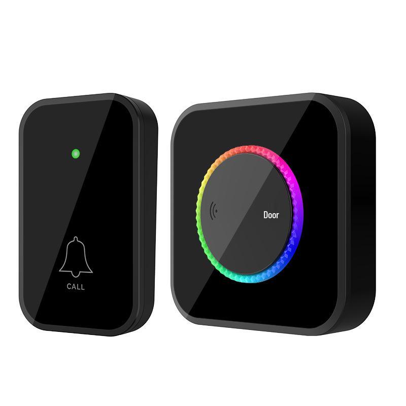 Smart Wireless Doorbell with Seven-Color Flashing Lights and Dual Receivers