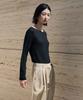 Siyajyu Sitp5285 See-Through Ribbed Boat Neck T-Shirt_Black