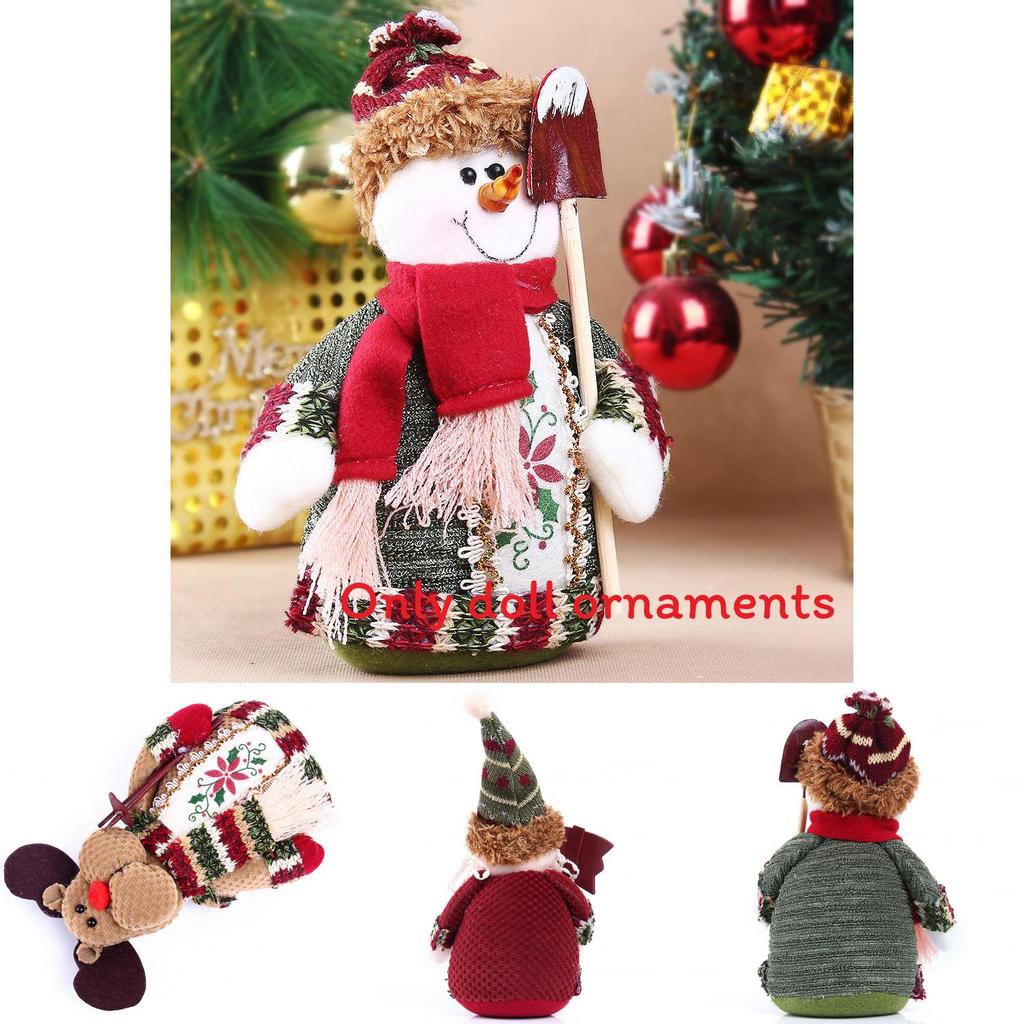 Christmas Santa Snowman Reindeer Desktop Decor With Fabric Material For Holiday Tabletop Display